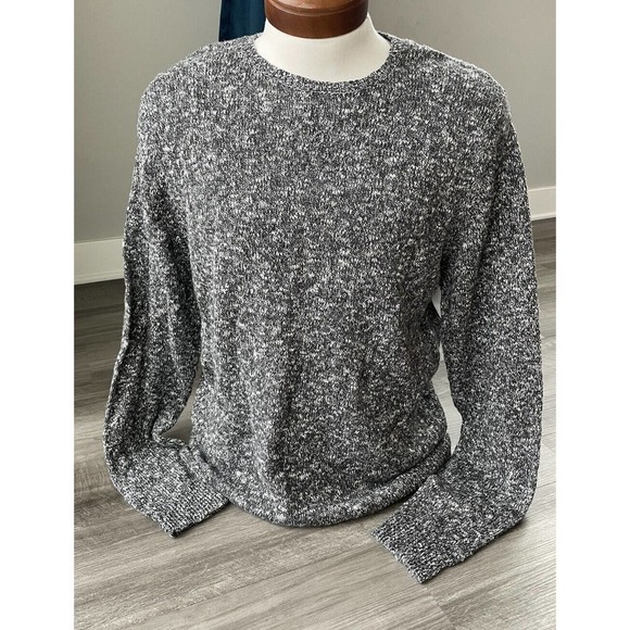 Calibrate Men’s Black Marled Knit Sweater L Crew Neck New Wool Blend Soft M3M5 - Picture 1 of 6